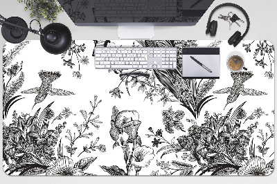 Desk mat Black and white garden