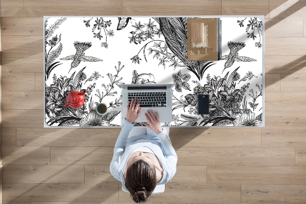 Desk mat Black and white garden