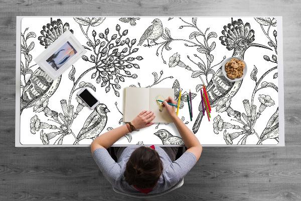 Full desk protector sketched birds