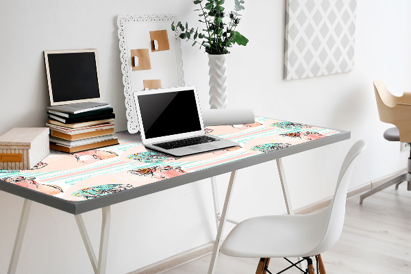 Large desk mat table protector pink parrots