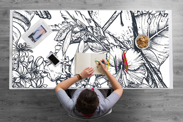 Full desk mat drawn birds