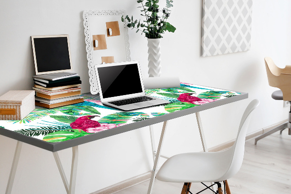 Large desk pad PVC protector parrots mural