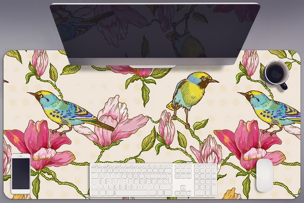 Full desk mat Flowers and Birds