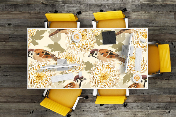 Large desk mat for children golden birds