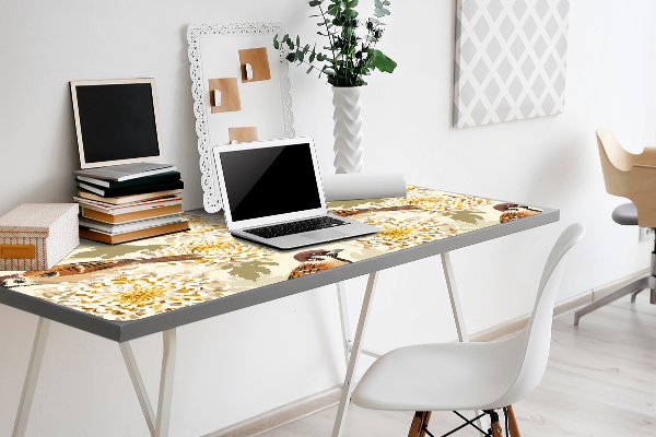 Large desk mat for children golden birds