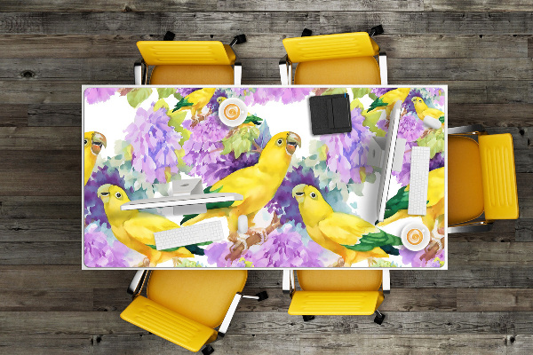 Large desk pad PVC protector yellow parrot