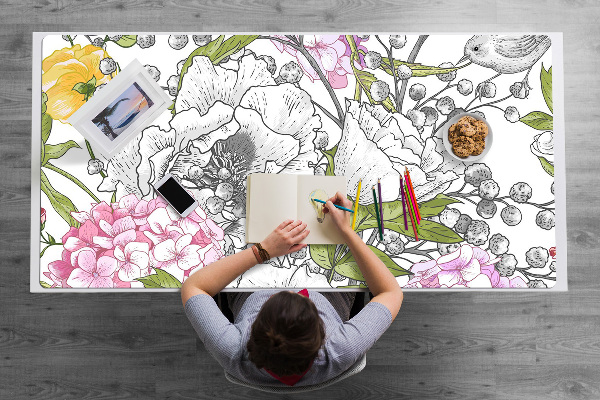 Large desk mat for children birds