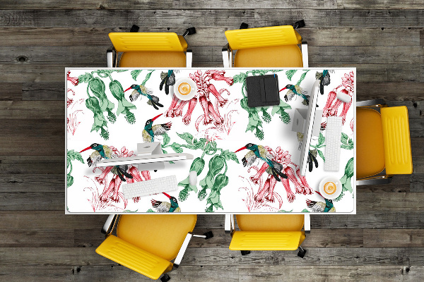 Large desk mat table protector Herbs and Birds