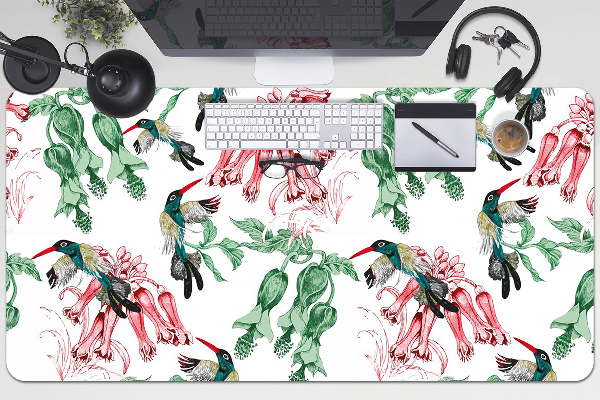 Large desk mat table protector Herbs and Birds