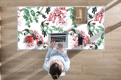 Large desk mat table protector Herbs and Birds