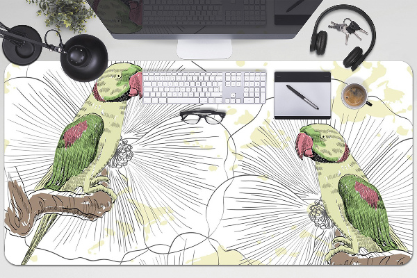 Full desk mat green parrots