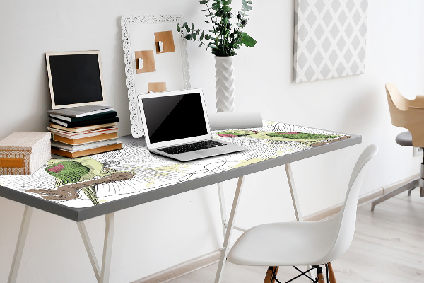 Full desk mat green parrots