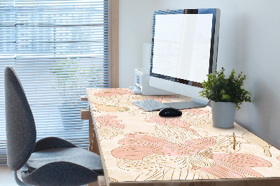 Large desk pad PVC protector beige birds