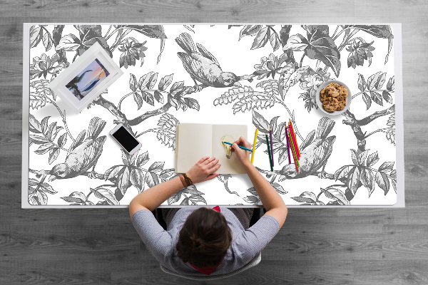 Large desk mat for children gray birds