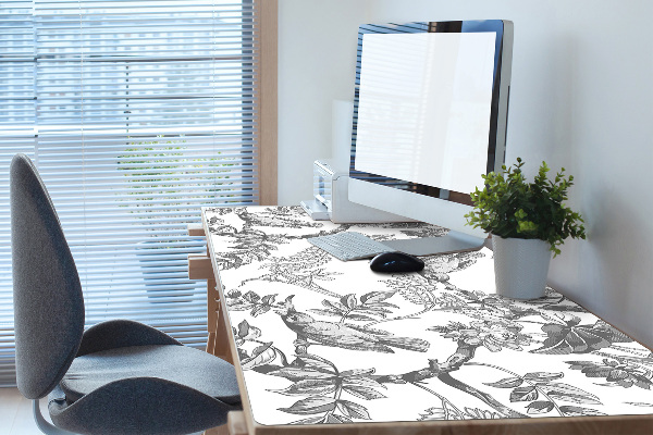 Large desk mat for children gray birds