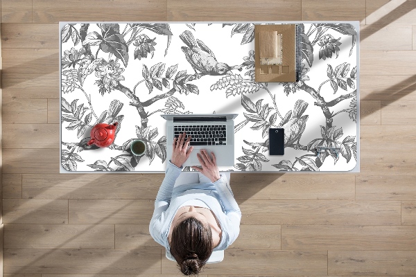 Large desk mat for children gray birds