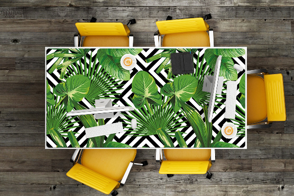 Desk mat geometric leaves