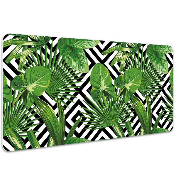 Desk mat geometric leaves