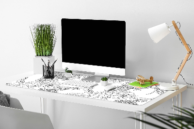 Desk mat Black and white flowers