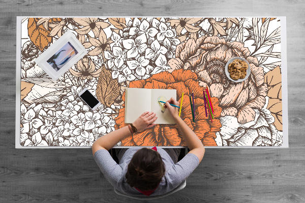 Full desk pad orange roses