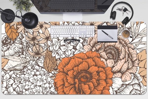 Full desk pad orange roses