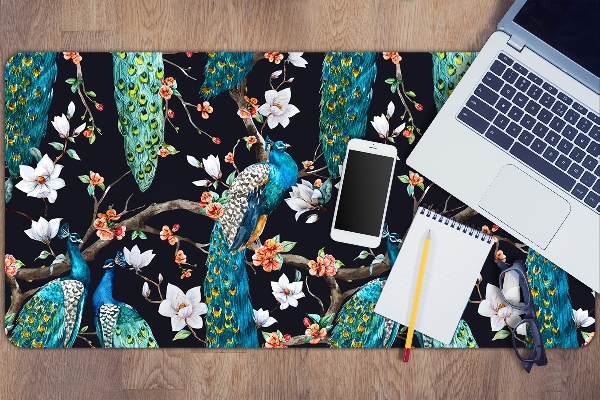 Large desk mat for children peacocks