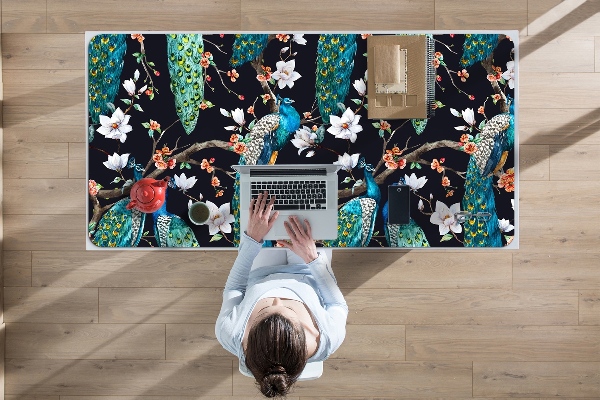 Large desk mat for children peacocks