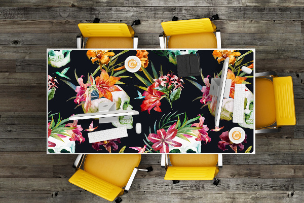 Full desk protector Skull and flowers