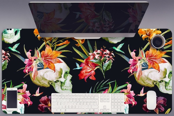 Full desk protector Skull and flowers