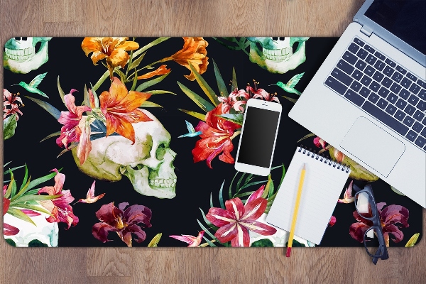 Full desk protector Skull and flowers