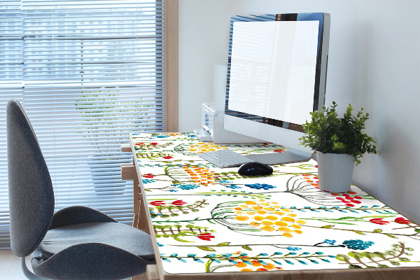 Large desk mat table protector colorful meadow