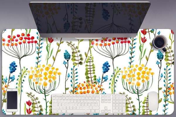 Large desk mat table protector colorful meadow