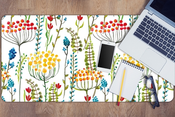 Large desk mat table protector colorful meadow