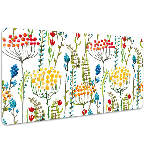Large desk mat table protector colorful meadow