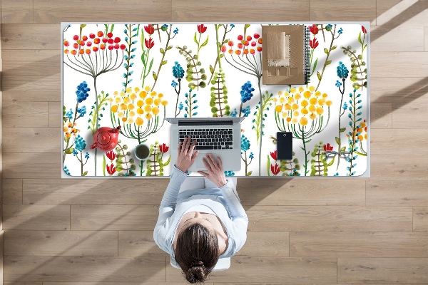 Large desk mat table protector colorful meadow
