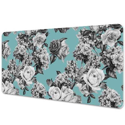 Full desk pad Black-and-white roses