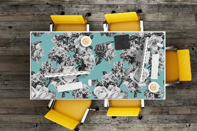 Full desk pad Black-and-white roses