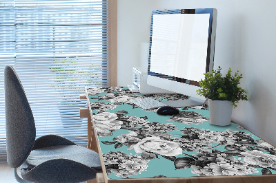 Full desk pad Black-and-white roses