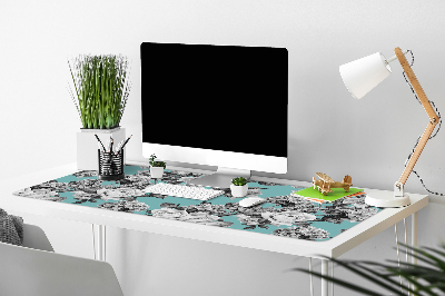 Full desk pad Black-and-white roses