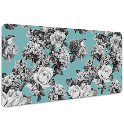 Full desk pad Black-and-white roses