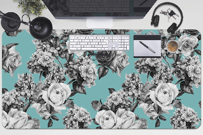 Full desk pad Black-and-white roses