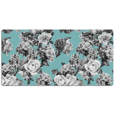 Full desk pad Black-and-white roses