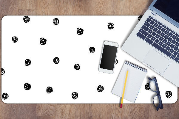 Large desk mat table protector Black dots