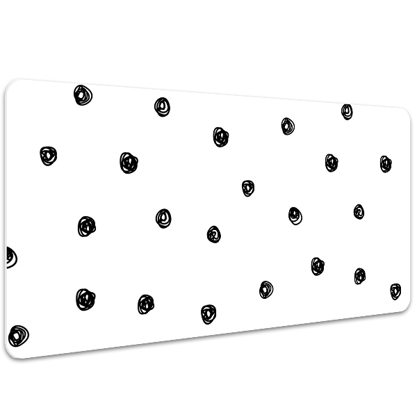 Large desk mat table protector Black dots