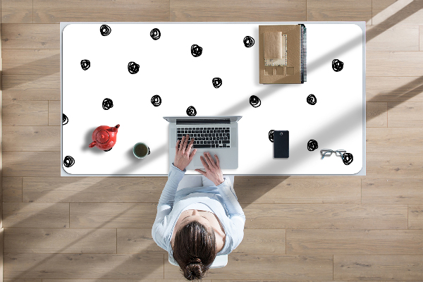 Large desk mat table protector Black dots