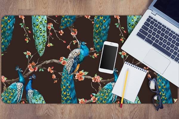 Desk pad Peacocks on a branch