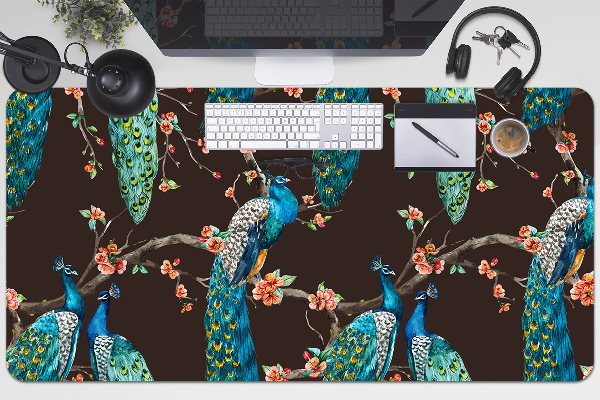 Desk pad Peacocks on a branch