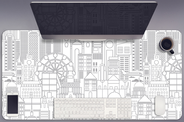 Full desk pad sketched city