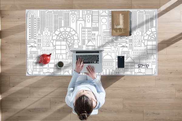 Full desk pad sketched city