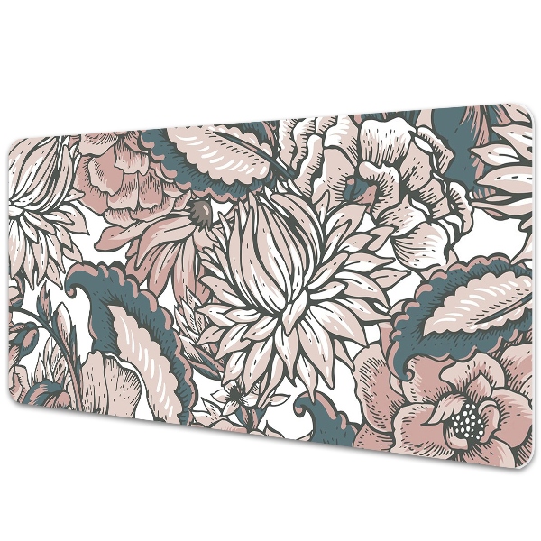 Large desk mat table protector pink flowers